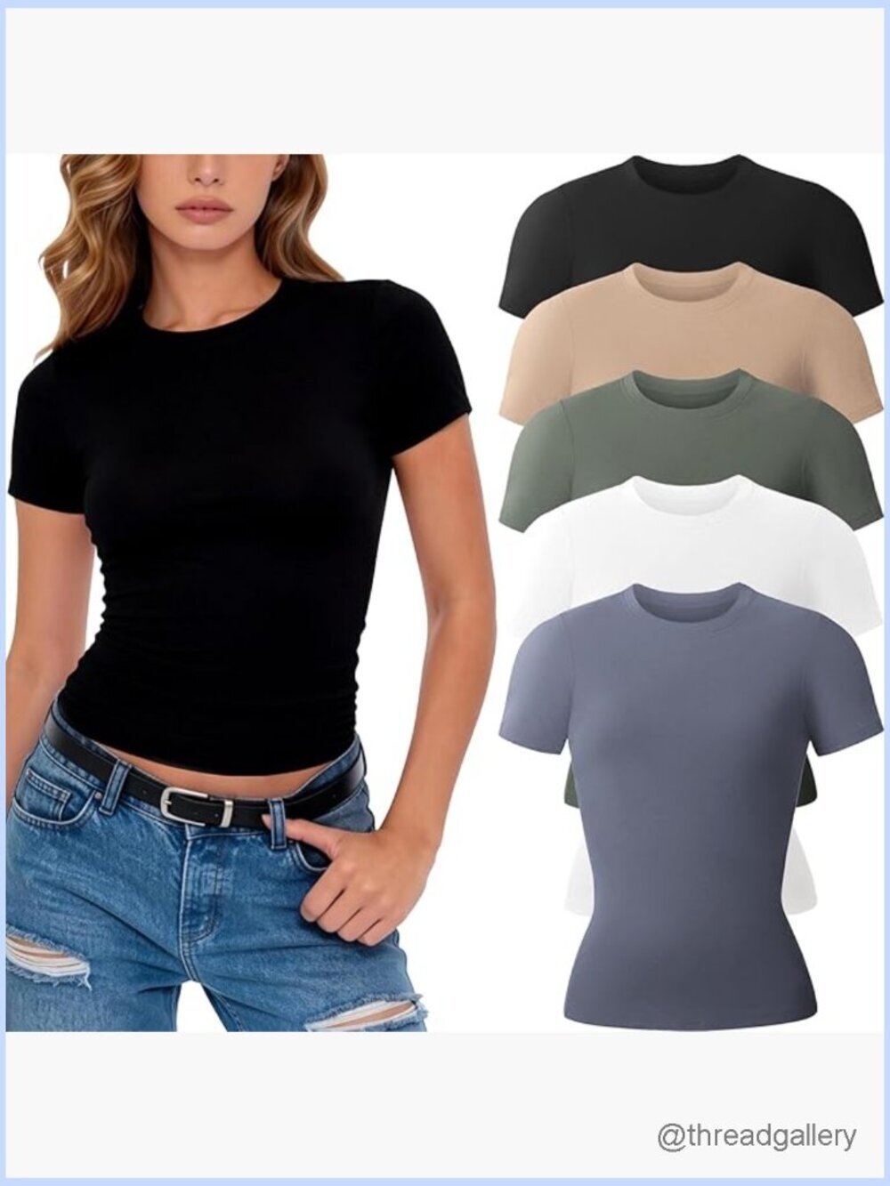 3/5 Pack Crew Neck Short Sleeve T-Shirts for Women Casual Basic Tees